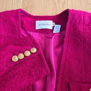 JH Collectibles Vintage Pink Wool Blazer Size 8 Gold Buttons Made in‎ USA